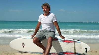 Surfer Michael Geraghty at Umm Suqeim Beach in Dubai, where he was bitten by what he claims was a shark last week.