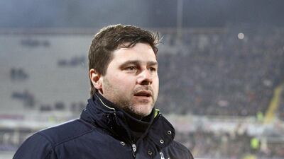 Tottenham coach Mauricio Pochettino shown before his side's 2-0 loss to Fiorentina in the Europa League on Thursday night. Claudio Giovannini / EPA / February 26, 2015
