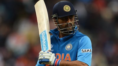 Then the big one. MS Dhoni played an attacking shot only to be dismissed cheaply. Gareth Copley / Getty Images