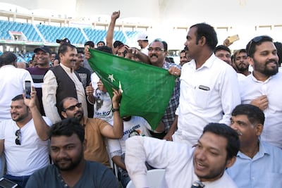Crowds begin to gather ahead of Rahul Gandhi's speech today at Dubai International Cricket Stadium. Reem Mohammed / The National