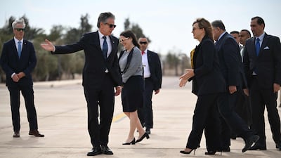 US Secretary of State Antony Blinken arrives in the Red Sea city of Aqaba in Jordan. AFP