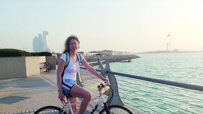 Rosemary Behan cycles along the Abu Dhabi Corniche throughout the year.