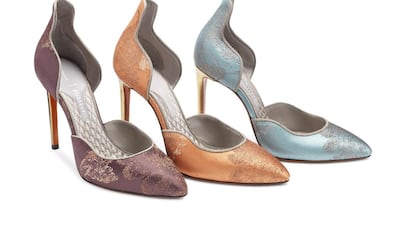 Santoni has launched a limited edition collection of shoes for the festive season, using fabrics by the historic Venetian brand Rubelli. Courtesy Santoni