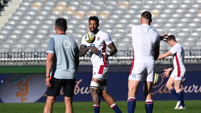Courtney Lawes on the field during the England Rugby team Captain's Run in Perth. EPA