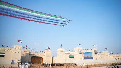 Al Forsan aerobatics team at the Union Parade. Eissa Al Hammadi for the Presidential Court