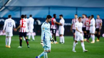 Real Madrid goalkeeper Thibaut Courtois after the Spanish Super Cup defeat. Getty Images