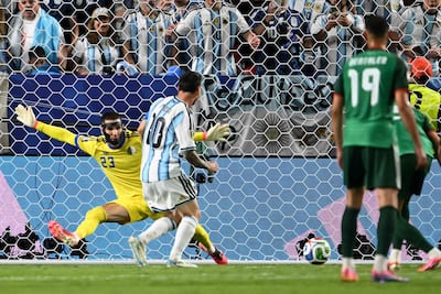 Lionel Messi pounces on a Luca Zidane mistake to score his and Argentina's second goal. AFP