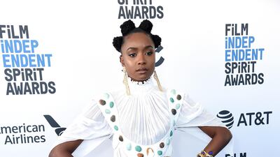 Kiki Layne arrives at the 34th Film Independent Spirit Awards on Saturday, February 23, 2019. AP