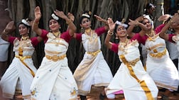 Students perform a traditional dance during Onam celebrations in Chennai. AFP