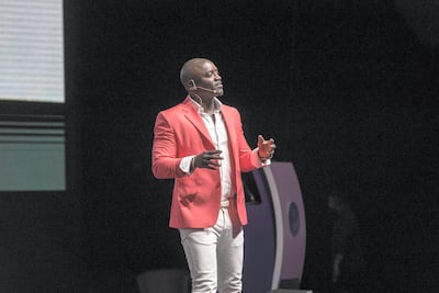 Akon gives an address at the Sharjah Entrepreneurial Festival Expo Centre Sharjah on 25 November 2019. Antonie Robertson/The National
