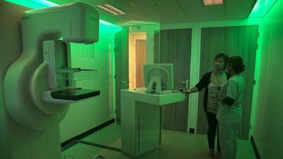 A walk-in client at a mobile mammogram clinic in Mussaffah, Abu Dhabi, asks about procedure before screening begins. A leading radiologist in Sweden says the frontline against breast cancer needs professionals aware of the disease’s nuances. Silvia Razgova / The National