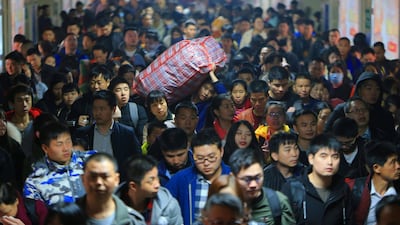 Hunan train passengers seen in the rush ahead of Chinese Lunar New Year. Reuters