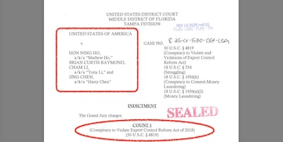 The US Department of Justice indicted two US citizens and two Chinese nationals with conspiracy to illegally export Nvidia chips to China. Photo: US Department of Justice