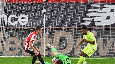 Atletico Madrid's Slovenian goalkeeper Jan Oblak holds the ball. AFP