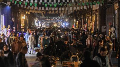 Visitors in al-Hamidiyeh market in Damascus. AFP