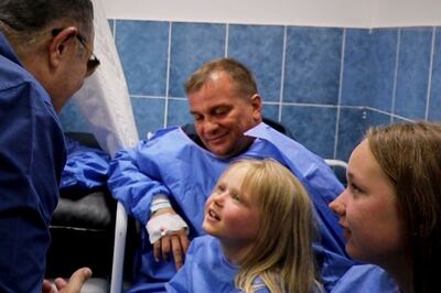 Survivors of the Sindbad 2 submarine are visited in hospital in Hurghada by Amr Hanafi, governor of the Red Sea governorate. AP