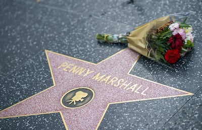 Fans leave tributes on Penny Marshall's star on the Hollywood Walk of Fame. AFP