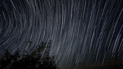 Multiple exposures were combined to produce this image during the Lyrids meteor shower over the Abu Dhabi desert 22nd April. The National