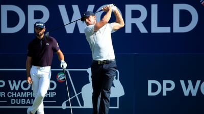 England's Laurie Canter tees -off the first hole on his way to a second-round 66. Getty