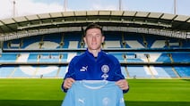 Elliot Anderson after being unveiled at the Etihad Stadium as Manchester City's latest signing. Manchester City FC