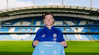 Elliot Anderson after being unveiled at the Etihad Stadium as Manchester City's latest signing. Manchester City FC