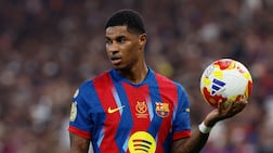 Barcelona's Marcus Rashford has eight goals and 12 assists to his name across all competitions this season. Reuters