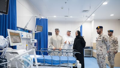Sheikh Mansour bin Zayed at the floating hospital. Photo: Wam