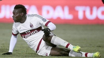 AC Milan's Mario Balotelli reacts with dejection during the Serie A match against Empoli on Saturday. Paolo Lazzeroni / AP / January 23, 2016