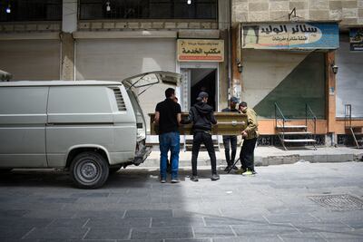 People killed in the clashes were buried in Jaramana’s main cemetery on Wednesday morning. Angela Alsahwii for The National