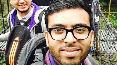 Six tourists from the UAE who are missing in Nepal, from front, Nihad Khan, Sunil Gandhi, Thanweer Rawther, Hadil Haneef, Mohammed Azhar Ali and Mazhar Mohideen. They were last seen at The Last Resort hotel in Sindhupalchok district. Courtesy Thanzeem Rawther