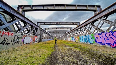 Work got under way on Monday on the National Trust's latest project to create a new urban green space for residents at the Grade II listed Castlefield Viaduct in Manchester. The 330-metre long steel viaduct, built in 1892, will be turned into a sky park. PA
