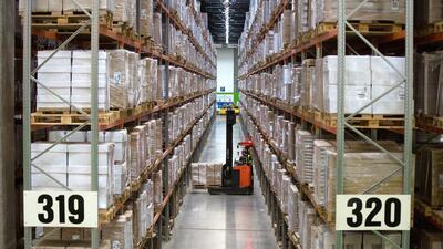 An Ikea employee uses a forklift truck to move goods in a storage aisle. Andrey Rudakov / Bloomberg