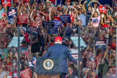 US President Donald Trump greets attendees during a campaign event in Gastonia, North Carolina earlier this month. Bloomberg