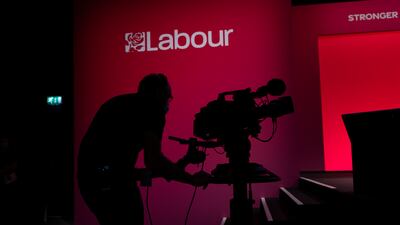 A cameraman operates in the main hall during the conference. Getty Images