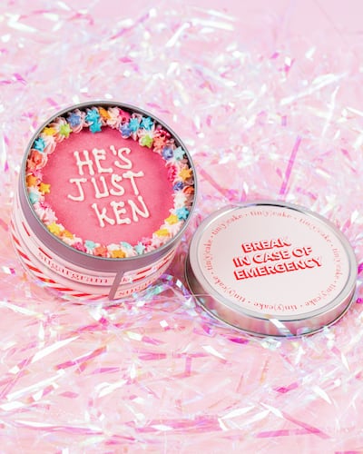 He’s Just Ken Tin(y) Cake, Dh55, Sugargram at deliveroo.ae. Photo: Sugargram