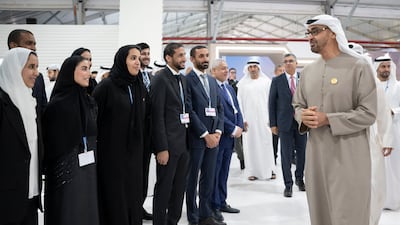 Sheikh Mohamed visits the UAE Pavilion. Rashed Al Mansoori / UAE Presidential Court