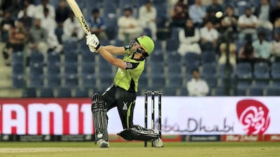 Dawid Malan of Qalanders in action on the first day of the Abu Dhabi T10 ( Pawan Singh / The National )