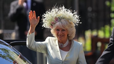 Queen Consort Camilla, who was then the Duchess of Cornwall, arrives. Getty