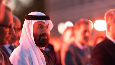 Abdulqader Al Rais at the opening of his retrospective exhibition at Institut du Monde Arabe in Paris. Courtesy of Dubai Culture / Mathew Oliver