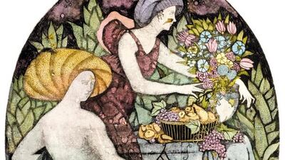 Figures with the Still Life. Paper, Etching, 1997. Oksana Stratiychuk. Courtesy of N2N Gallery