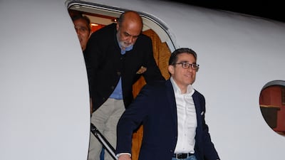 Siamak Namazi arrives in the US in 2023 after he was freed by Iran. AFP
