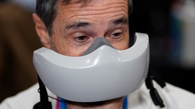 The Skyted voice and sound absorbing device supports privacy during confidential calls by lowering the wearer's voice when they are on the phone. AP