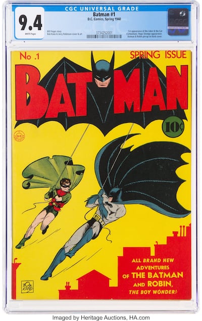 A copy of 'Batman' No. 1 from 1940. Courtesy Heritage Auctions