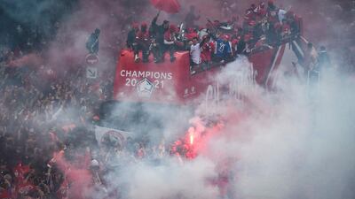 Lille celebrate their Ligue 1 title triumph with an open-top bus parade through the streets of the French city on Monday, May 24. AFP