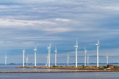Wind Turbines In Copenhagen Harbour. Almay