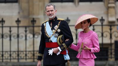 King Felipe VI and Queen Letizia of Spain arrive. Reuters