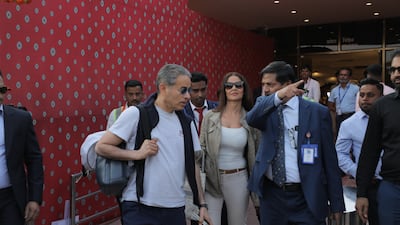 UAE businessman Mohamed Alabbar, founder of Emaar Properties, and wife Ghamzeh arrive for the celebrations ahead of Anant Ambani and Radhika Merchant's wedding. EPA