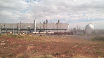 A rocket fuel plant in Baikonur, where the Soyuz space craft will launch on Wednesday. James Langton / The National
