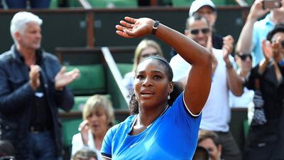 World No 1 and defending French Open champion Serena Williams faces Elina Svitolina second on Court Philippe Chatrier on Tuesday. Miguel Medina / AFP