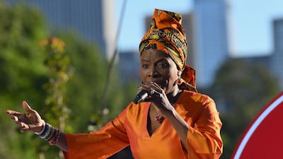 Beninese singer-songwriter Angelique Kidjo performs during the Global Citizen Festival. AFP